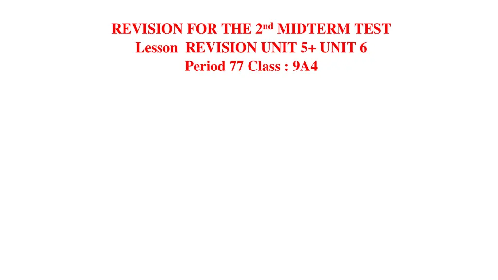 revision for the 2 nd midterm test lesson