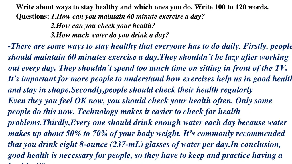 write about ways to stay healthy and which ones
