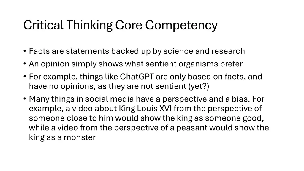 critical thinking core competency