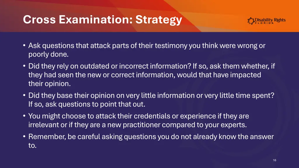 cross examination strategy