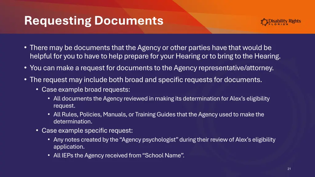 requesting documents