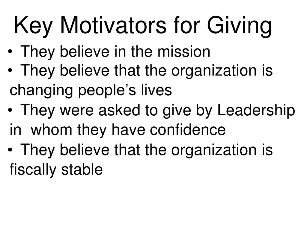 key motivators for giving they believe