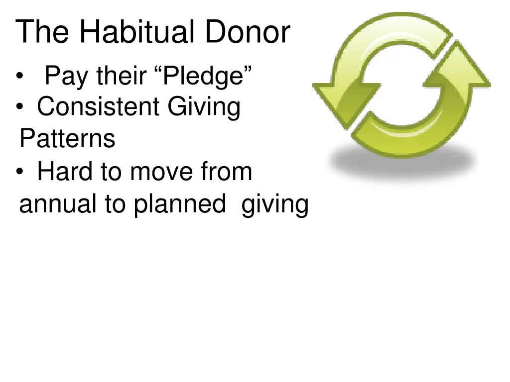 the habitual donor pay their pledge consistent