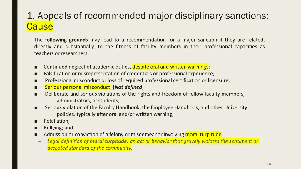 1 appeals of recommended major disciplinary