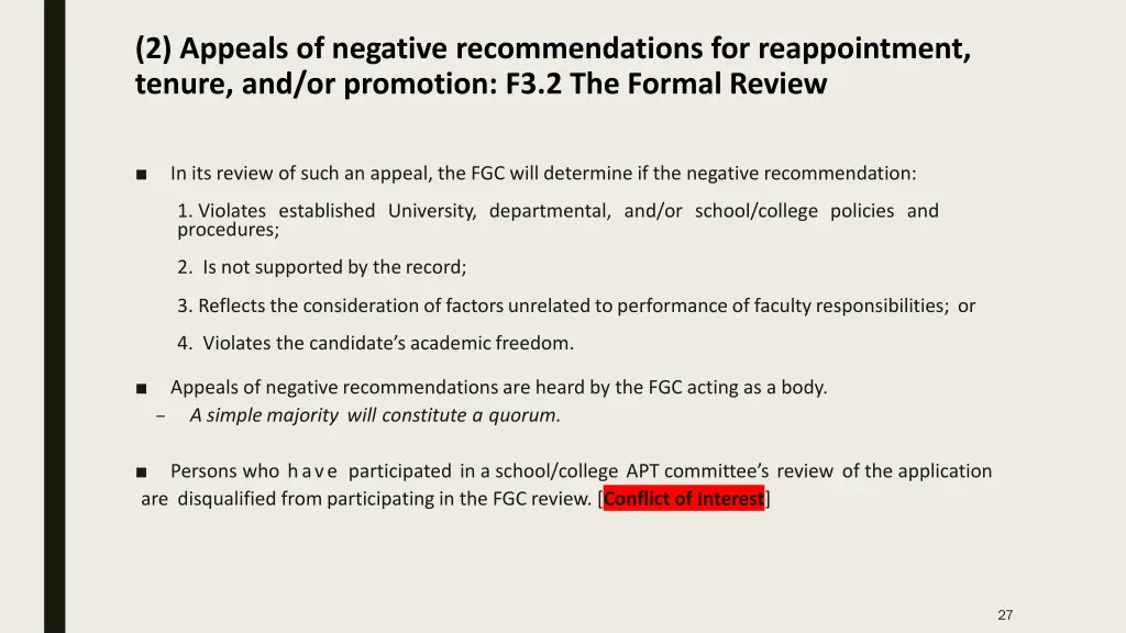 2 appeals of negative recommendations