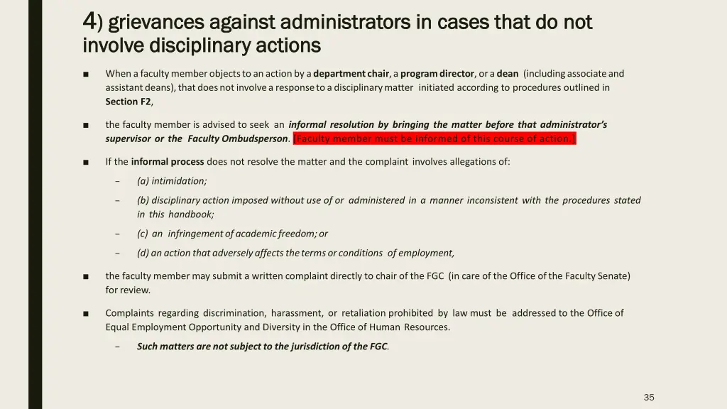 4 4 grievances against administrators in cases