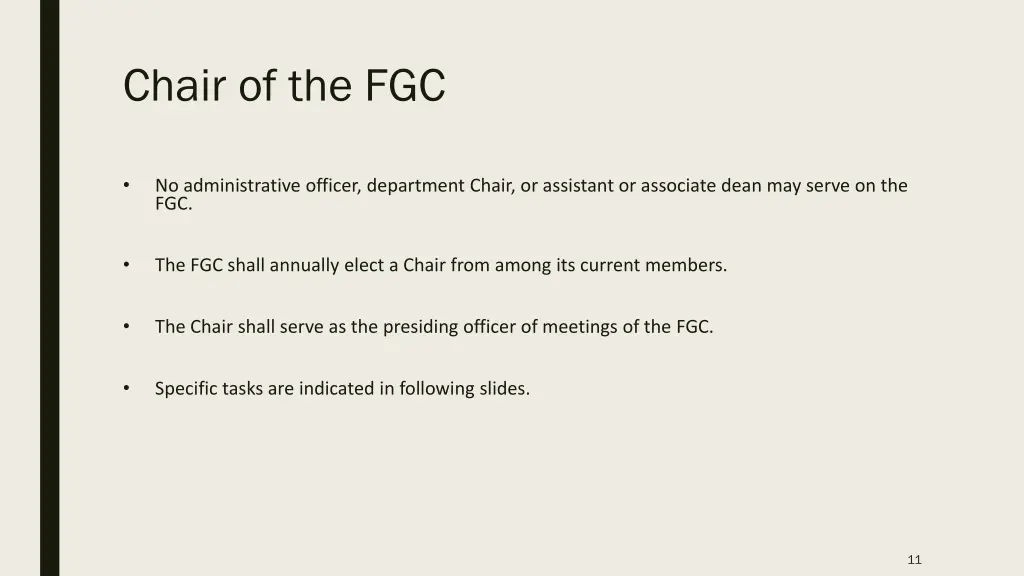 chair of the fgc