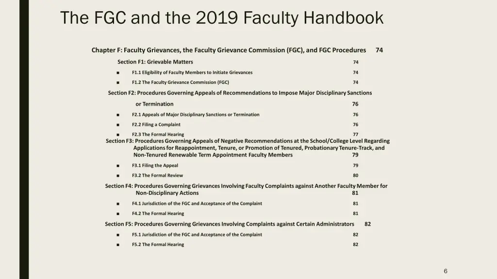 the fgc and the 2019 faculty handbook