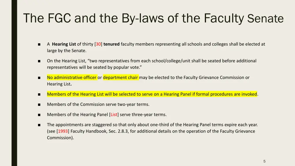 the fgc and the by laws of the faculty senate 1