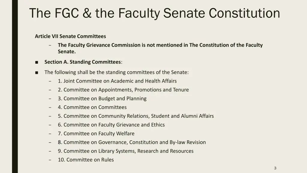 the fgc the faculty senate constitution