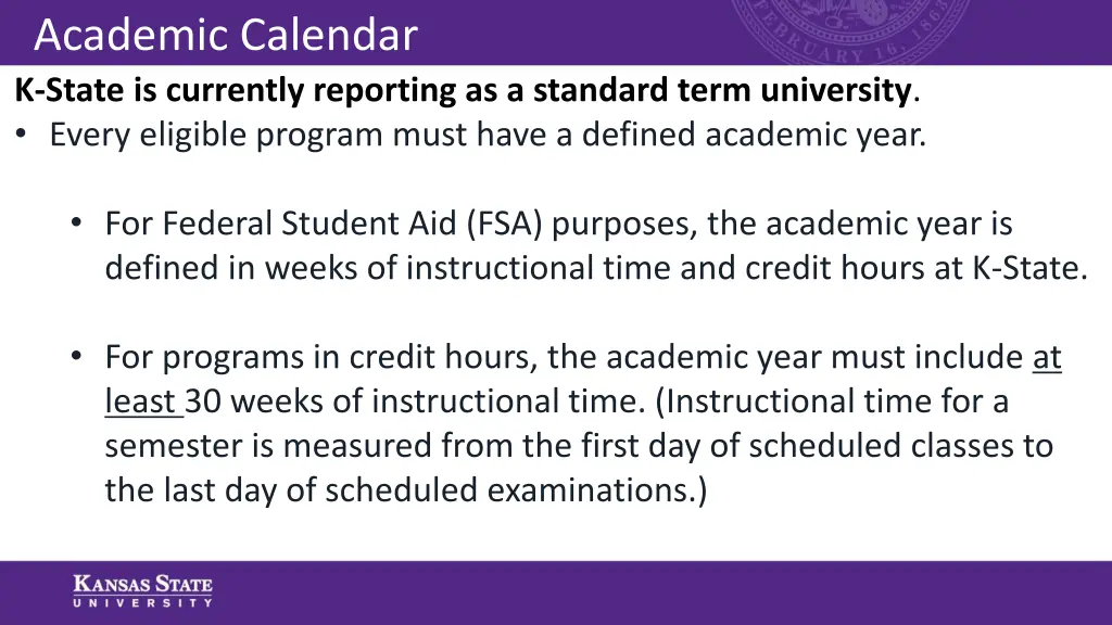 academic calendar k state is currently reporting