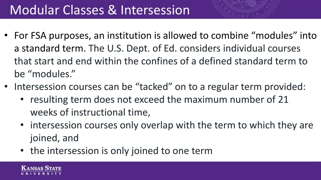 modular classes intersession