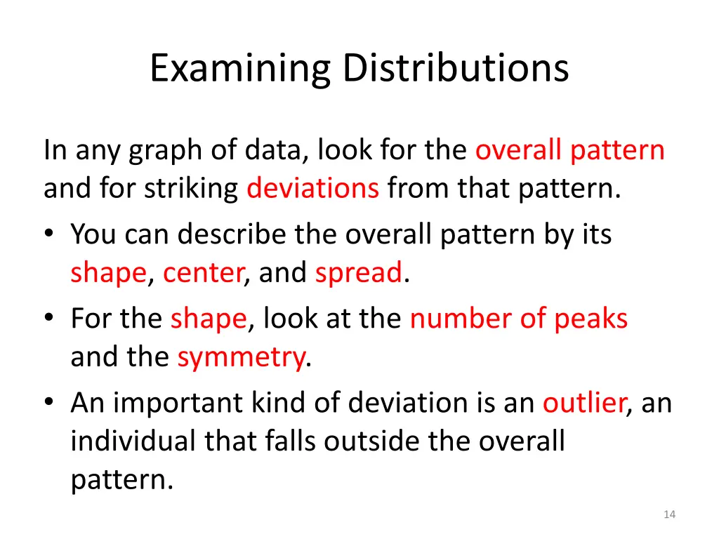 examining distributions