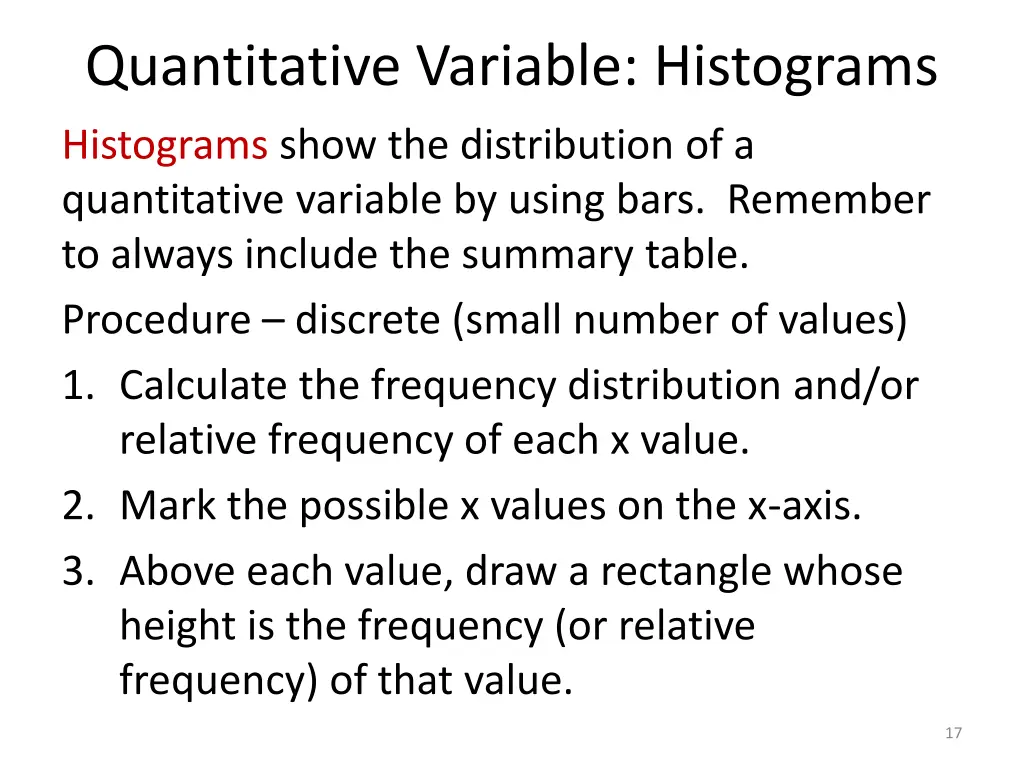 quantitative variable histograms