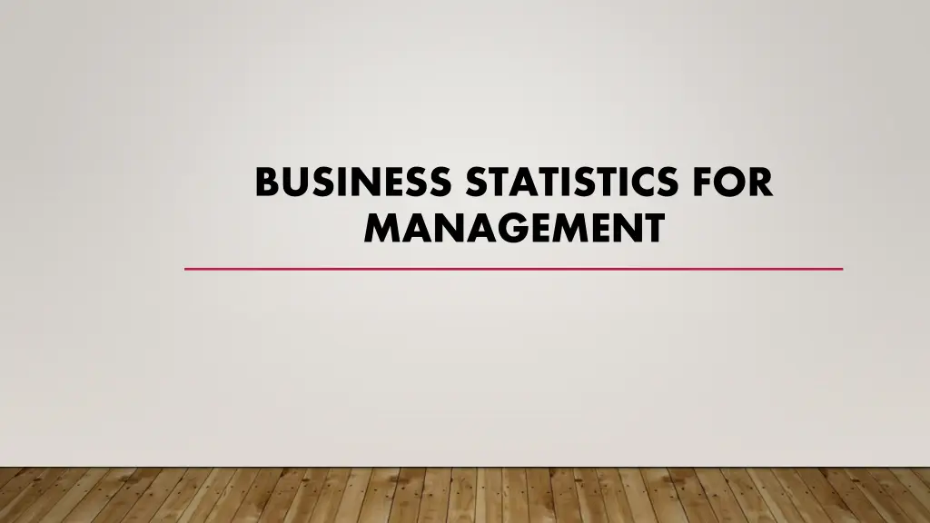 business statistics for management