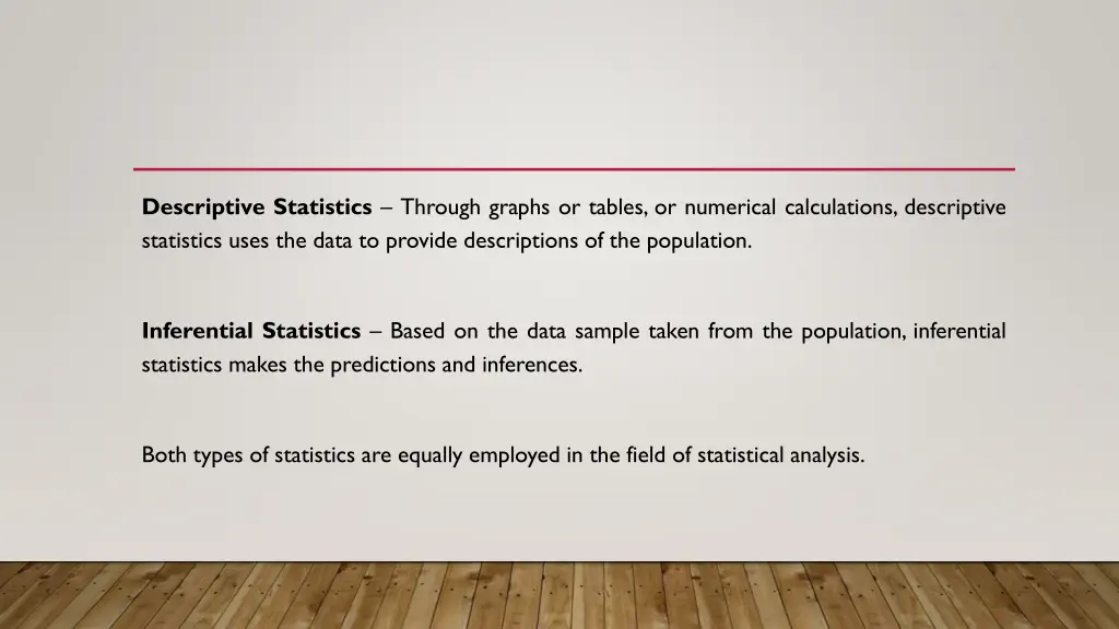 descriptive statistics through graphs or tables