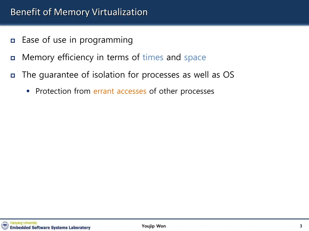 benefit of memory virtualization