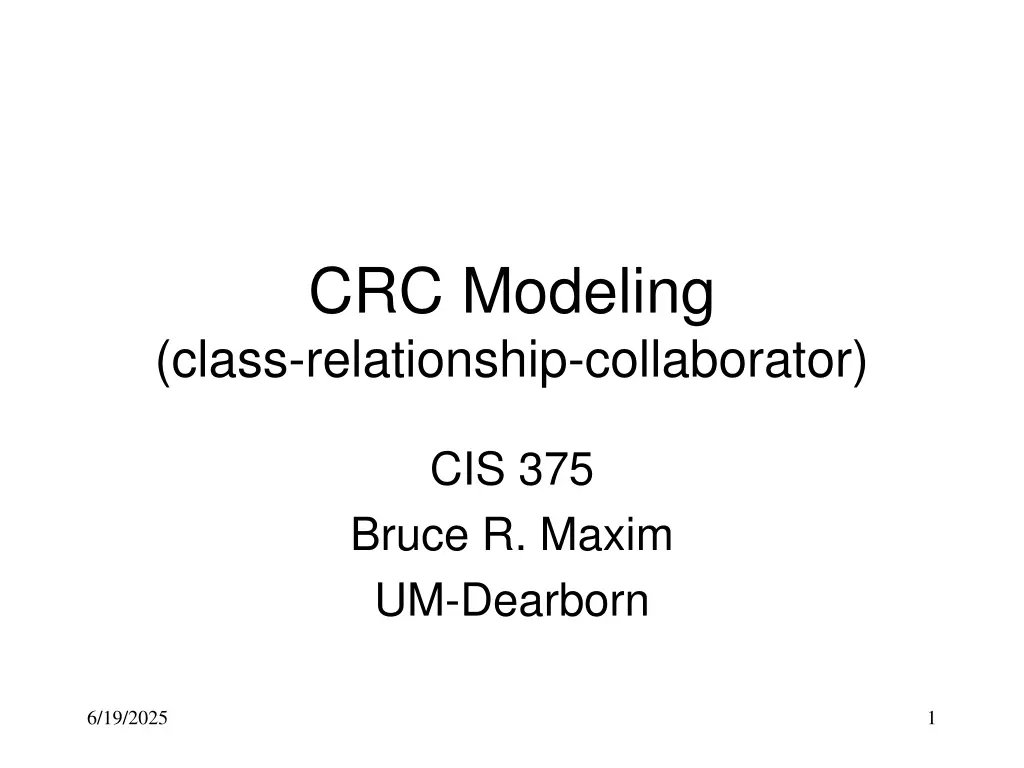 crc modeling class relationship collaborator