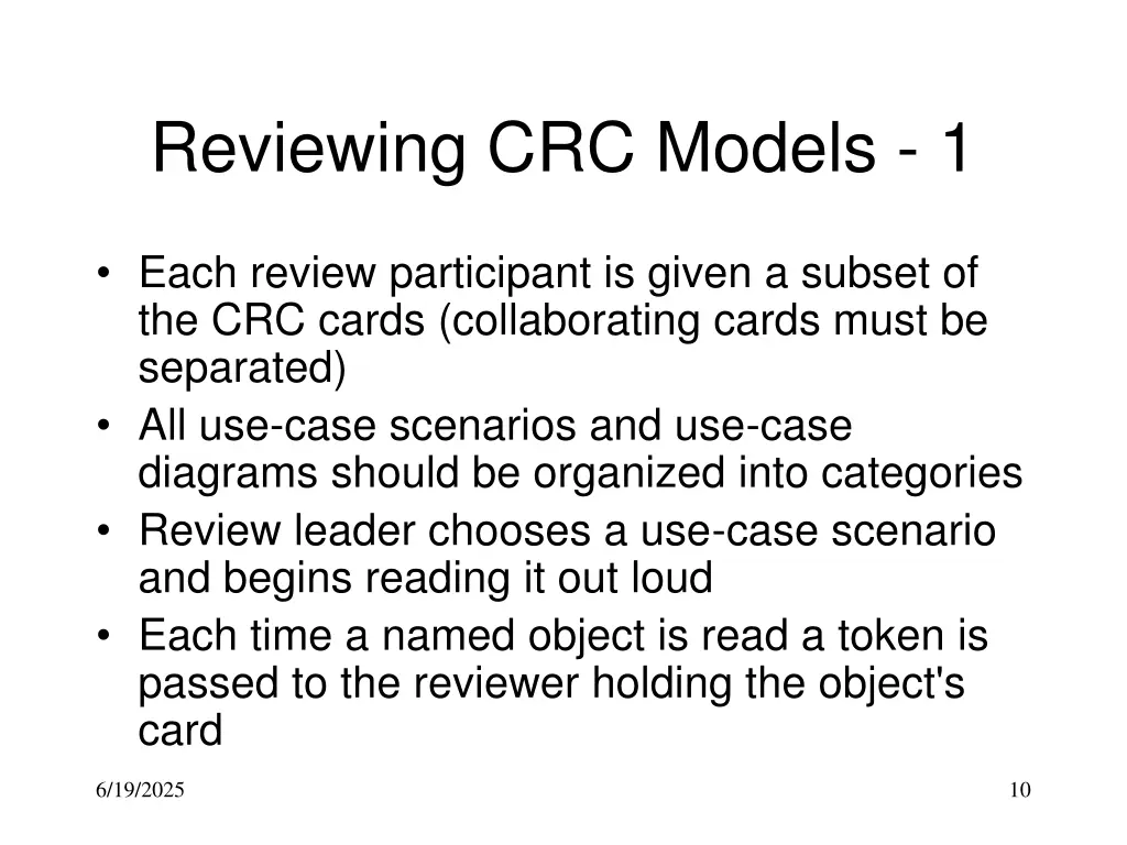 reviewing crc models 1