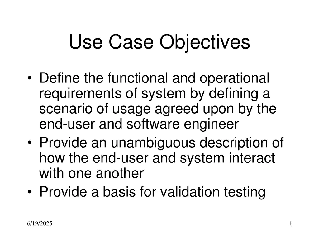 use case objectives