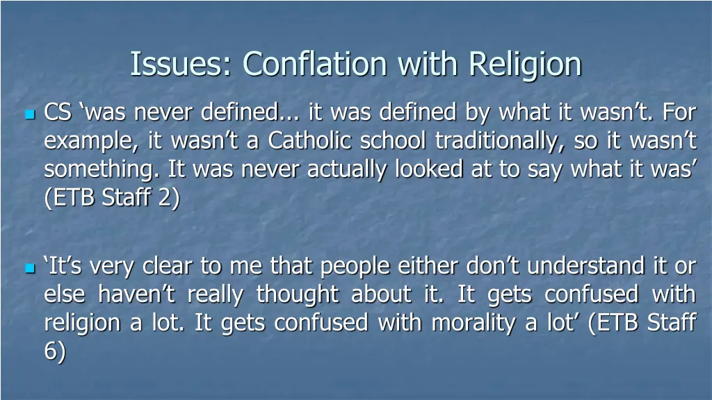 issues conflation with religion
