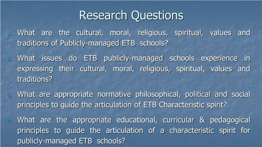 research questions
