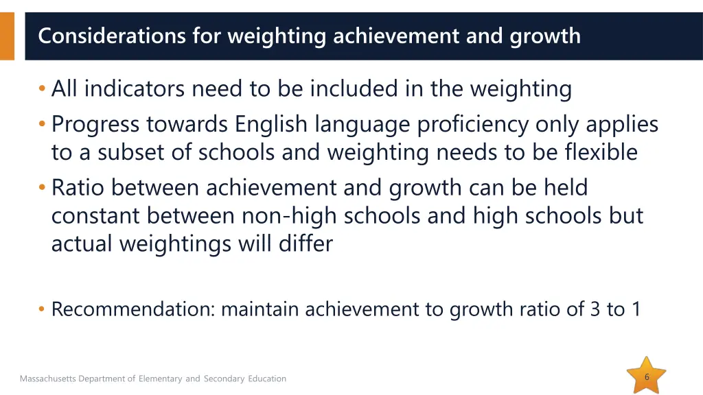considerations for weighting achievement 1
