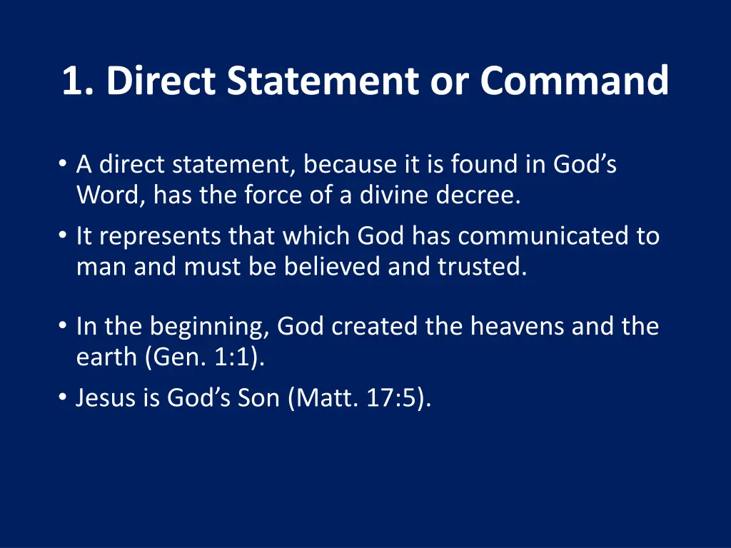 1 direct statement or command