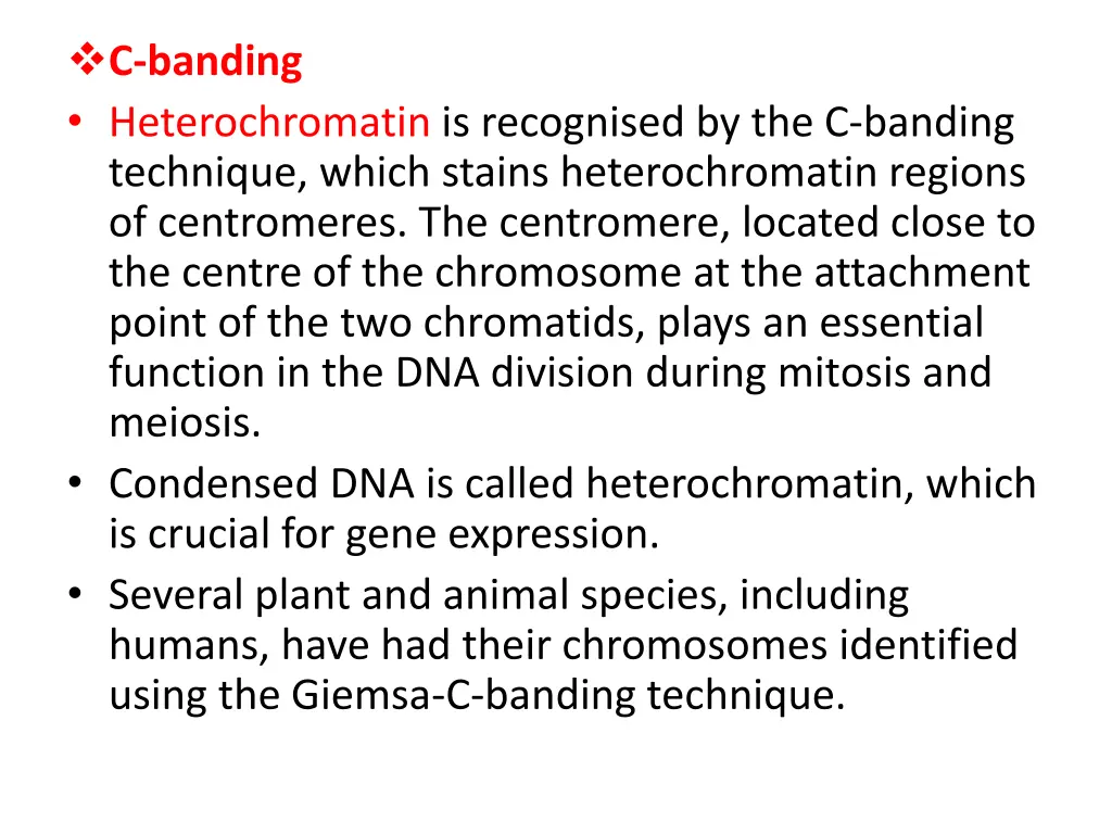 c banding heterochromatin is recognised