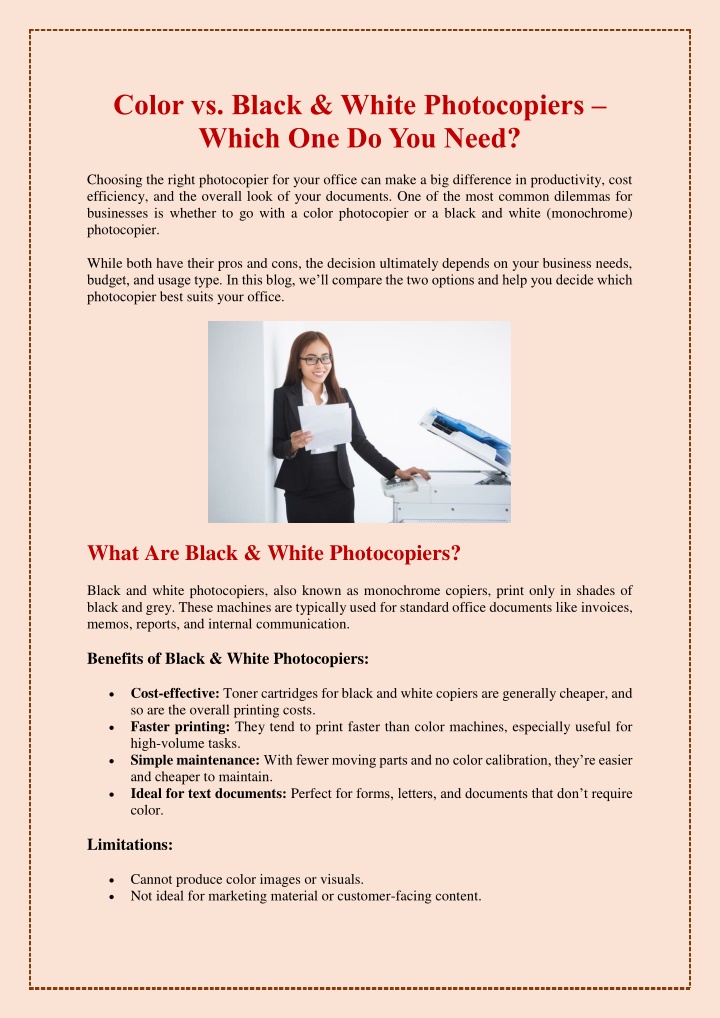 color vs black white photocopiers which