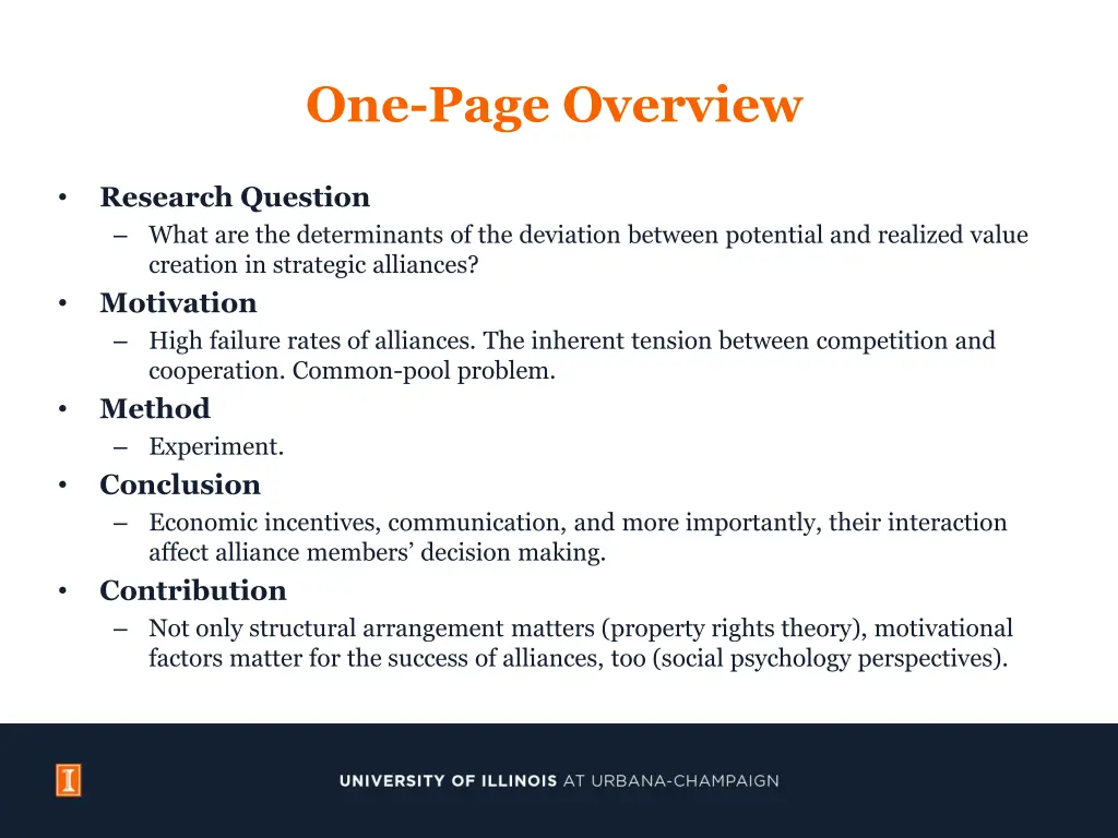 one page overview