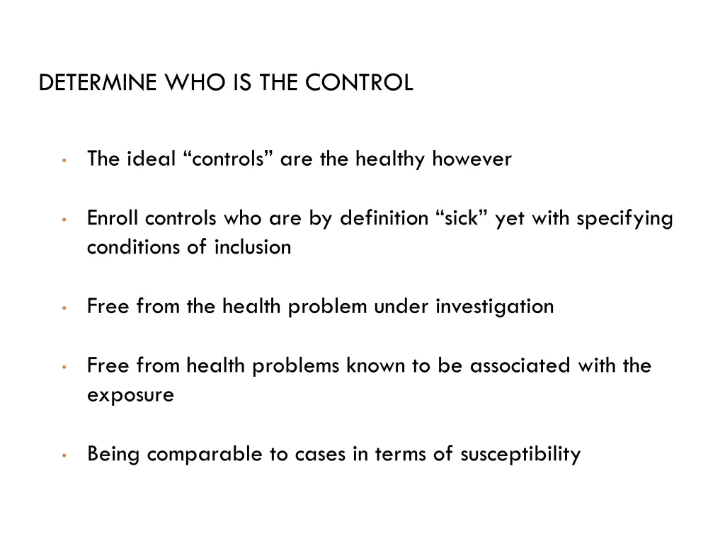 determine who is the control