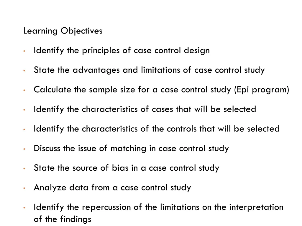 learning objectives