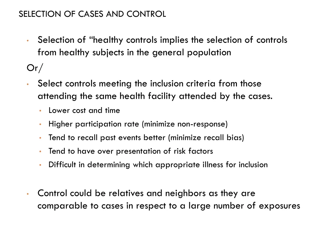 selection of cases and control 1