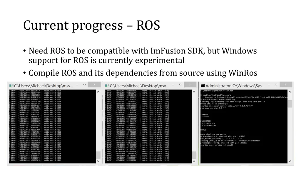 current progress ros 1