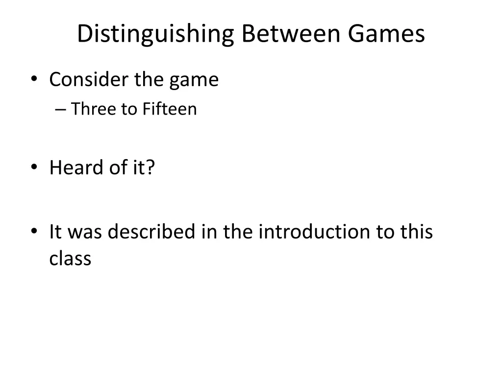 distinguishing between games