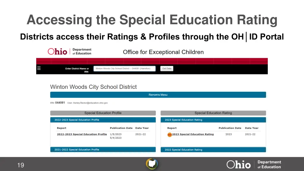 accessing the special education rating