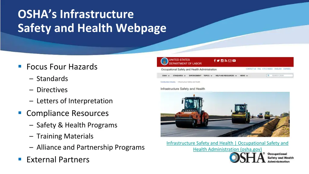 osha s infrastructure safety and health webpage