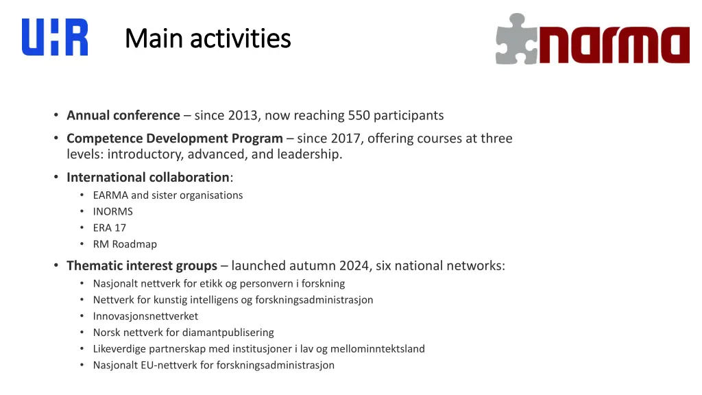 main main activities activities