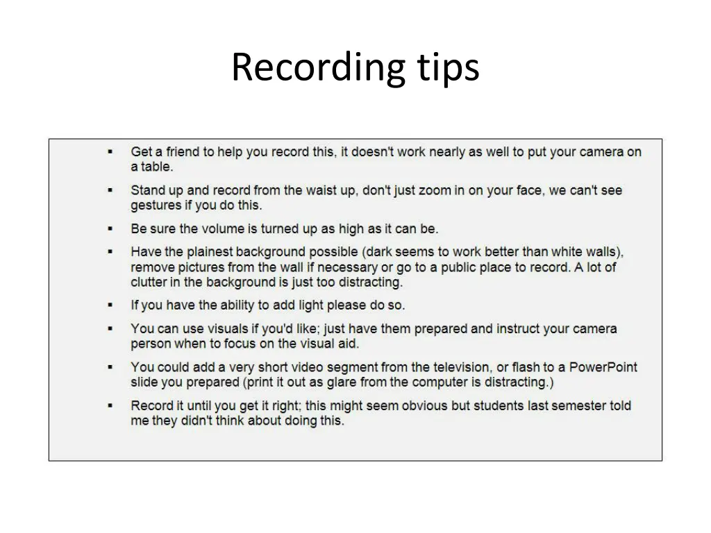 recording tips