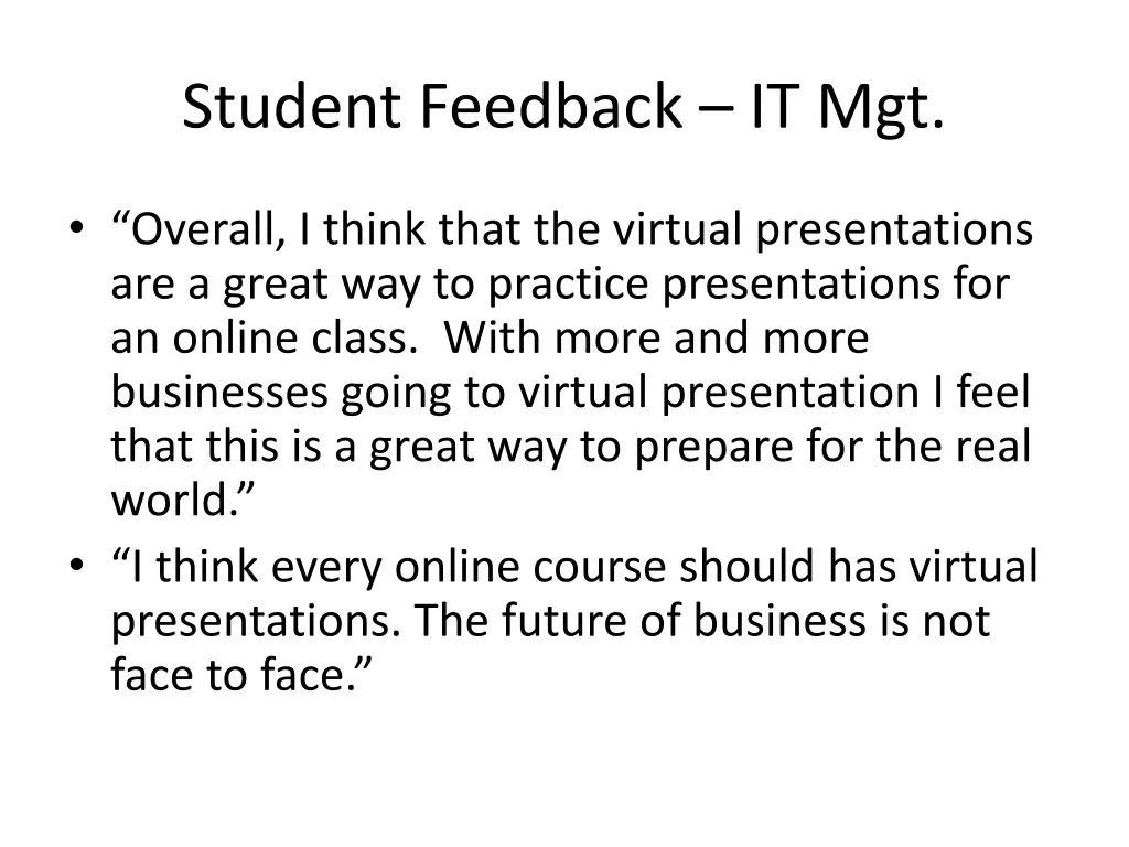 student feedback it mgt
