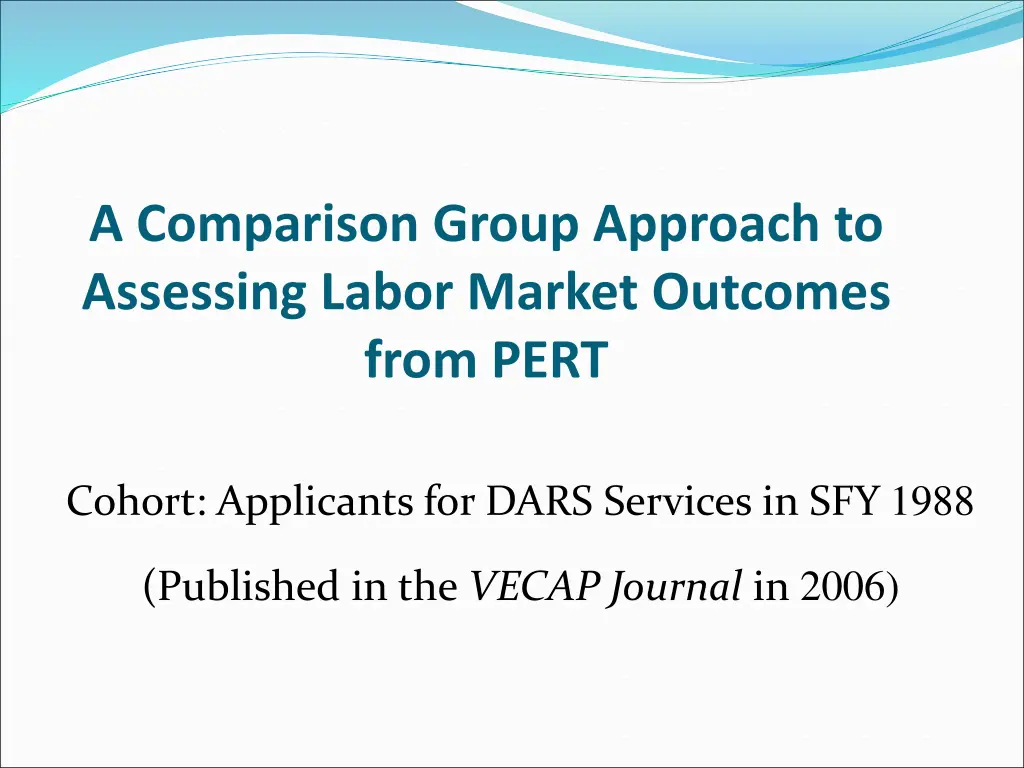 a comparison group approach to assessing labor