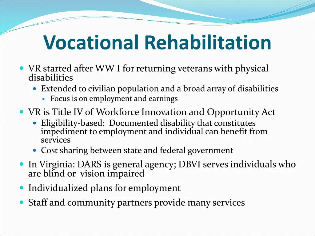 vocational rehabilitation