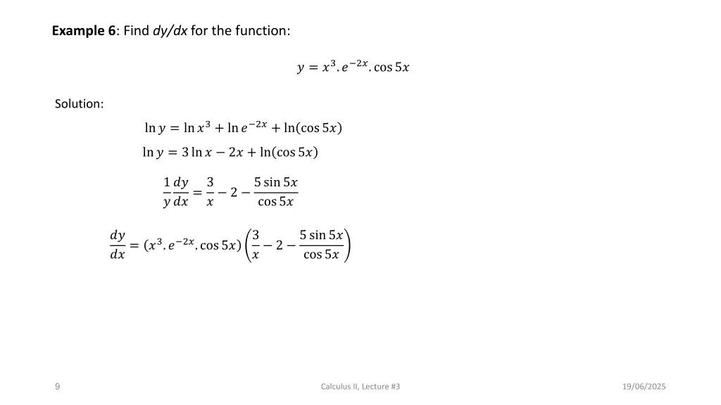 example 6 find dy dx for the function