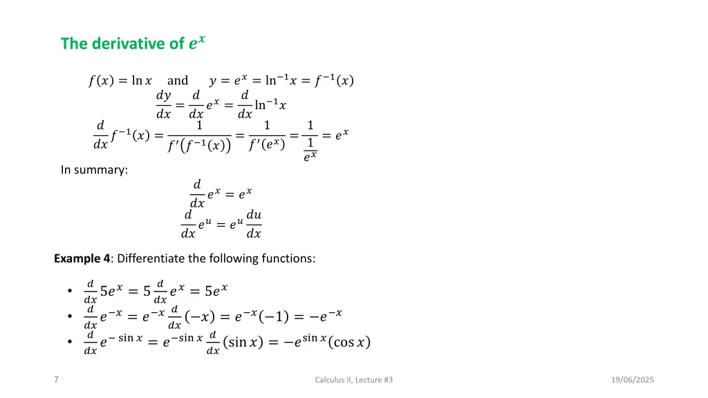 the derivative of