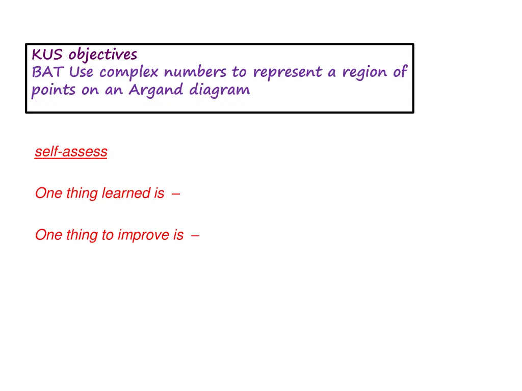kus objectives bat use complex numbers