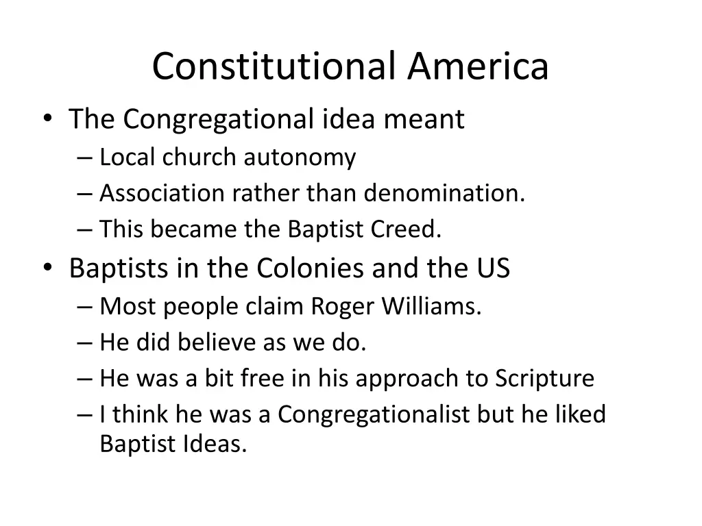 constitutional america the congregational idea