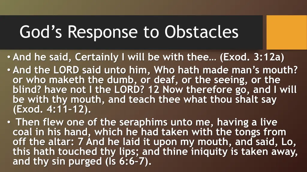 god s response to obstacles