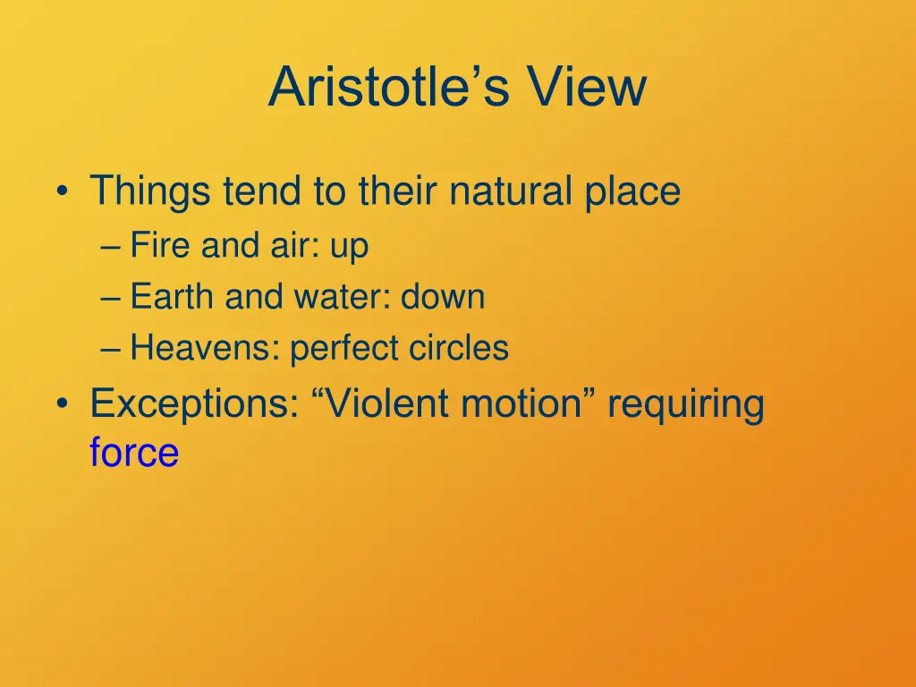 aristotle s view