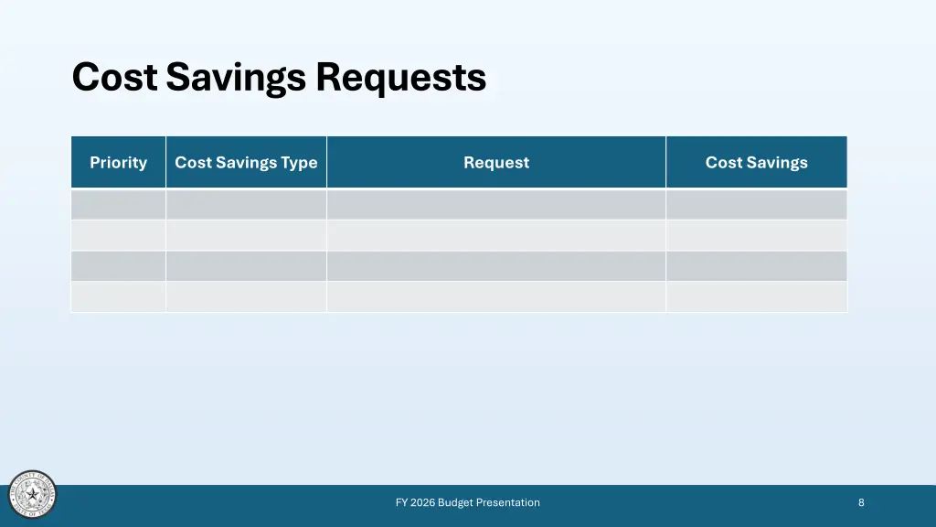 cost savings requests